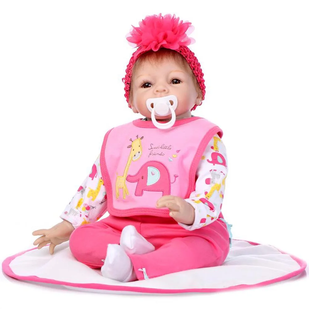 

NPK 55cm Silicone Newborn Reborn Doll Set Lifelike Cute Baby Dolls for Kids Playmate Gift AN88