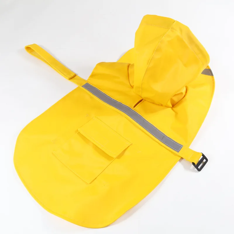 HEYPET Pet Big Dog Raincoat Waterproof Reflective Clothes for Small Large Dogs Jumpsuit Hooded Overalls Labrador Golden Retrieve - Цвет: yellow