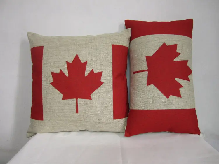 Retro Vintage Canada Flag Maple Leaf Throw Pillow Cushion Case Cover Linen Maple Leaf Decorative