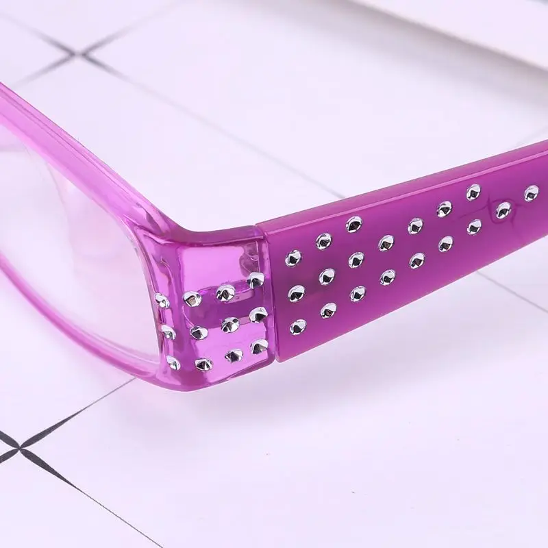 Fashion New Women Female Simple Vintage Reading Glasses Rectangular Frame Spring Hinges Rhinestone+1.0/+1.5/+2.0/+2.5/+3.0/+3.5