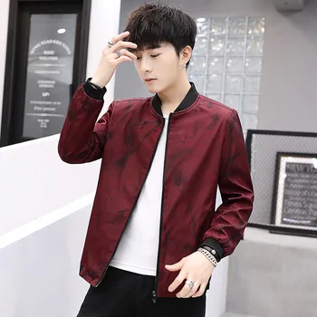 

2019 Floral Print Jacket Men Hip Hop Jackets Men Slim Fit Flowers Pilot Bomber Jacket Men's Stand Collar Coats Male Clothing