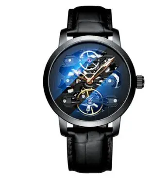 AILANG, мужские часы, Лидирующий бренд, роскошные механические часы, мужские автоматические наручные часы с большим циферблатом, Tourbillon, часы с скелетом, водонепроницаемые - Цвет: Color 4 Leather Band
