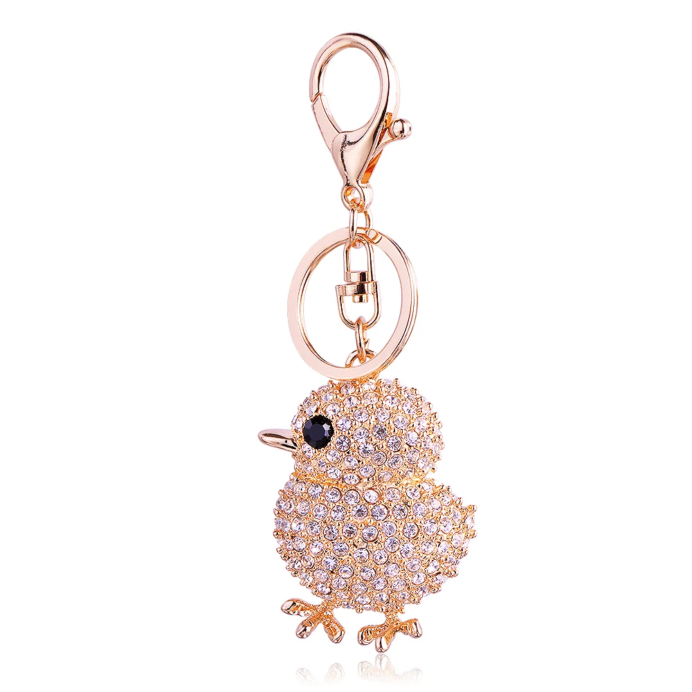 Classic Cute Animal Chick Keychains Classic Gold Color Pendants Cars