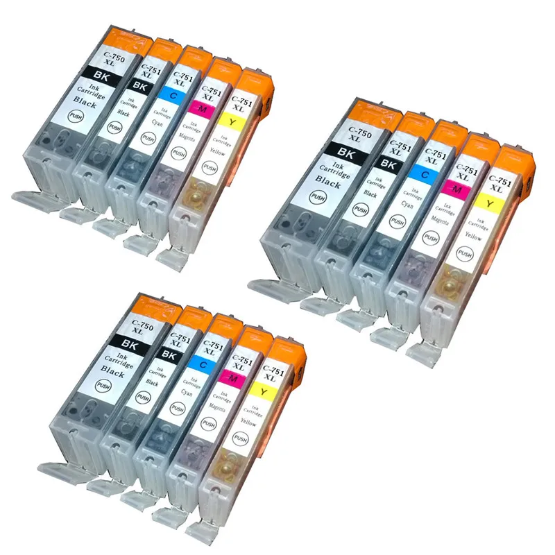 

15PK Bulk Ink PGI-750XL CLI-751XL Compatible For Canon Ink Cartridge PIXMA MX727 MX927 Ip7270 IX6770 MG5570 IX6870 IP8770 No.260