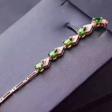 Природный диопсид браслет стерлингового серебра 925 натуральный зеленый драгоценный камень браслет модные изящные украшения для женщин партии