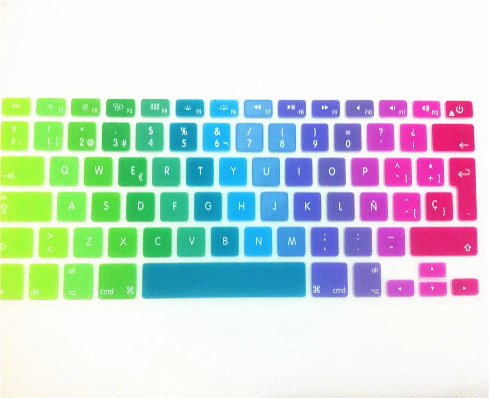 Spanish Colorful Silicone Keyboard Cover Skin for macbook air 13 pro 13