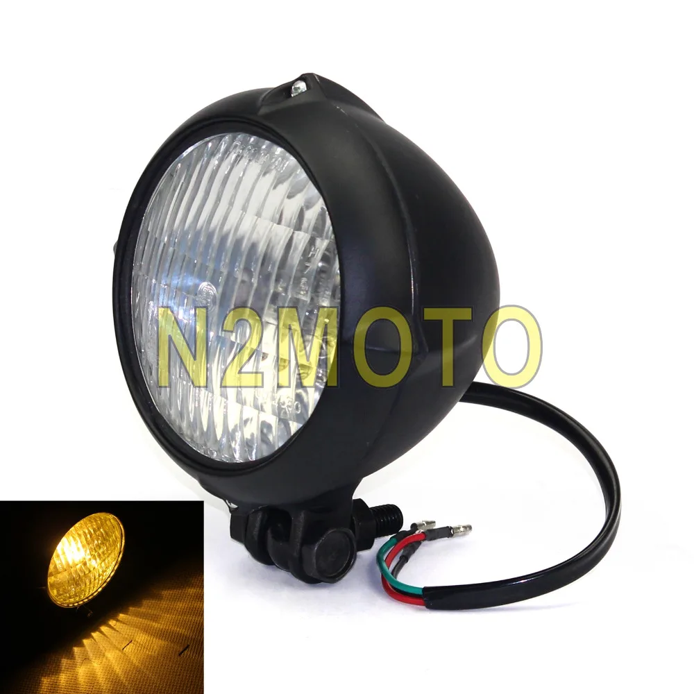 

Black Vintage Motorcycle 4.5" Headlight Custom 4-1/2 Inch Bate Head Light H4 Lamp E4 Emark for Cafe Racer Chopper Harley Cruiser