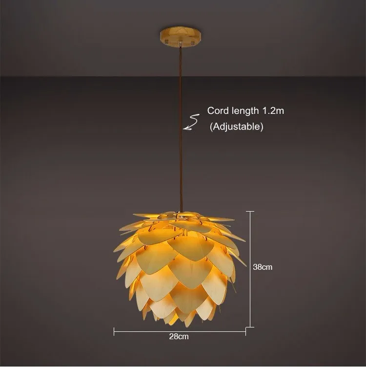 Современные подвесные светильники Pinecone, кухонная лампа для столовой, гостиной, ресторана, светодиодный светильник в стиле лофт, винтажная деревянная лампа