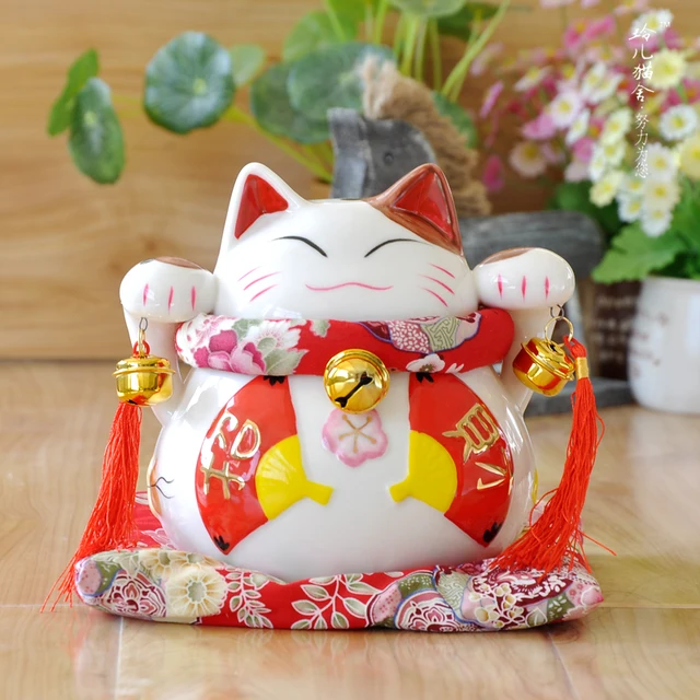 red fan lucky lucky cat ornaments wedding gift opening trumpet