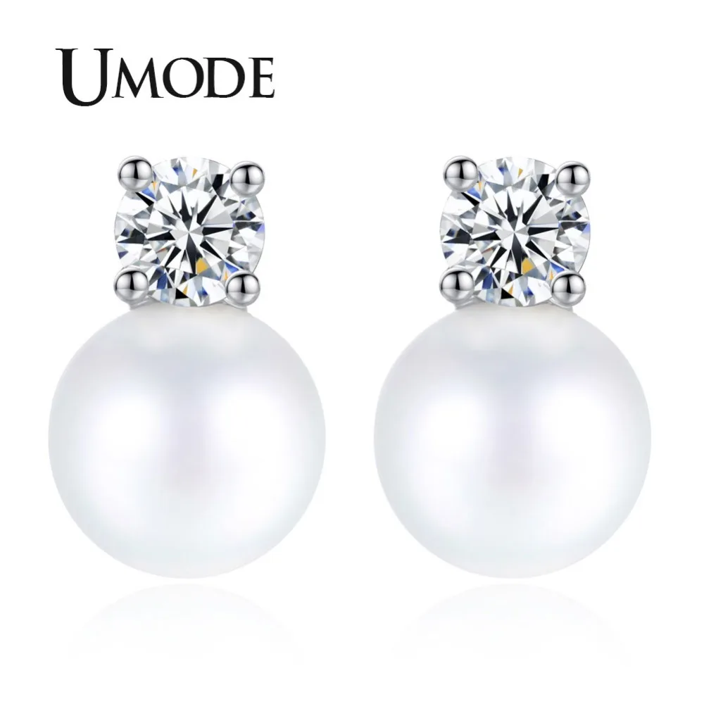 UMDOE New Fashion Pearl Jewelry Stud Earrings for Women White Gold