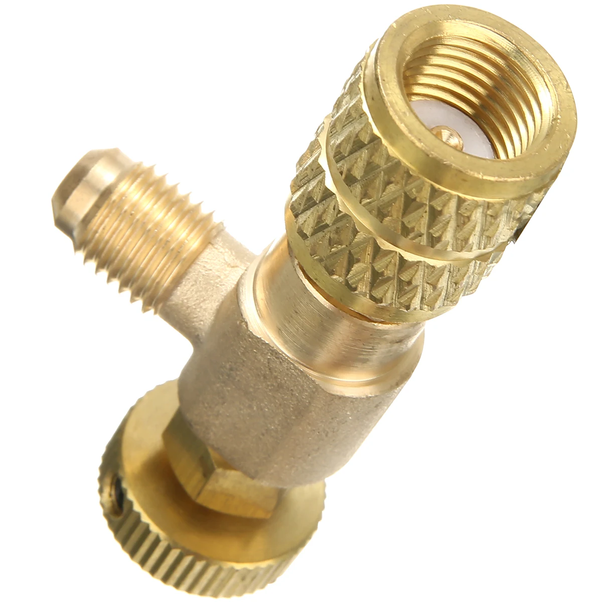 New R410A Refrigeration Charging Valve Adapter 1/4" SAE Male to 5/16" SAE Famale Control Valve with Random Color Cap