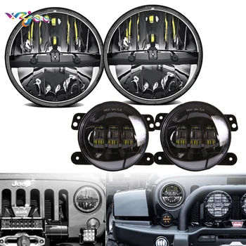 

For Jeep Wrangler LJ JK TJ Suzuki Samurai Nissanv UAZ Hunter 7" LED Headlight Headlamp+4inch LED Fog Passing Lamps Light