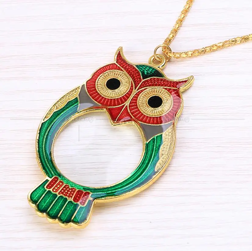 

5X 30mm LensToy glass lens magnifier for Children legant Necklace Gift Magnifying Glass Hanging decorative metal chain Loupe