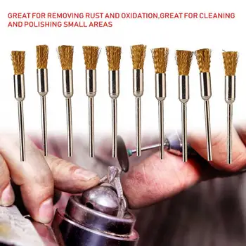 

Professional 10 pcs Copper Pen Shape Wire Cleaning End Brush Polishing Derusting Flat Round Tool for Jewelry Polishing Shining a