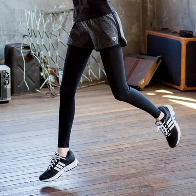 Fashion Women Sports Gym Running Leggings With Shorts Mallas Fitness