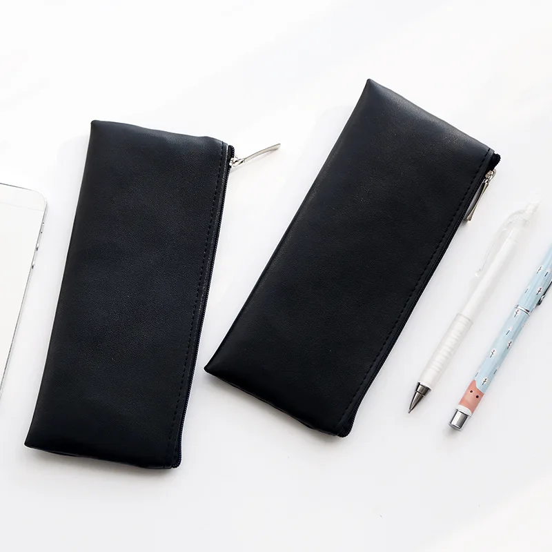 

Leather Pen Bag Pencil Case Makeup Pouch,Vintage Style Pencil Case, Pencil Bag Black Color