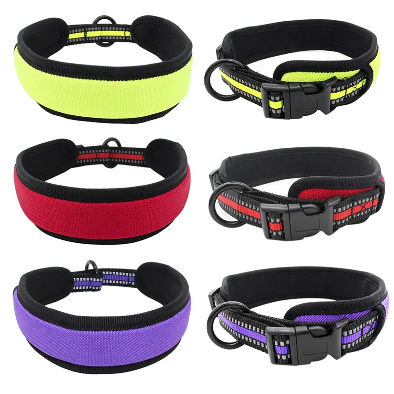 Adjustable Nylon Dog Collars Mesh Padded Reflective Collar For Dog