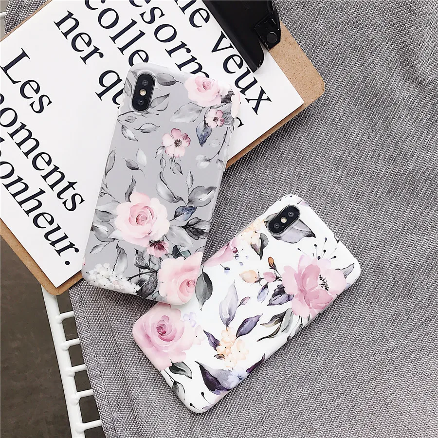 

Simple Art Flowers Leaf Phone Case For iphone XS Max 7 plus 8 Case For iphone X XR 6S 6 plus 7 8 Plus 6s plus Cover