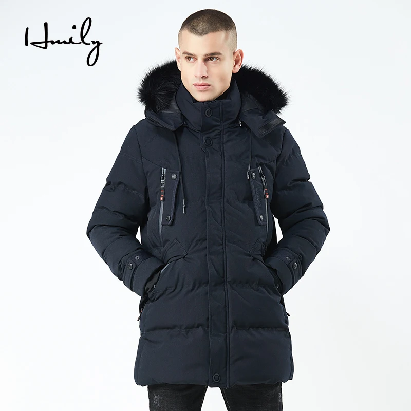 

HMILY Men's Winter Jacket With Hat fashionable warm high-quality outerwear Coats New Brand Cold Parkas Male Trench