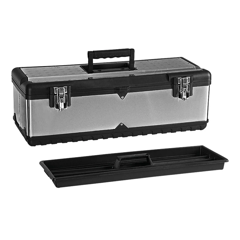 Ящик для инструмента ZIPOWER PM4287 (Размер 66х28х22.5 см, ударопрочный пластик, металлические защелки, съемный лоток)