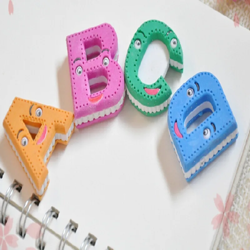 

Free shipping Letter Eraser School Eraser with Excellent Korean Design Lovely Rubber Pencil Eraser