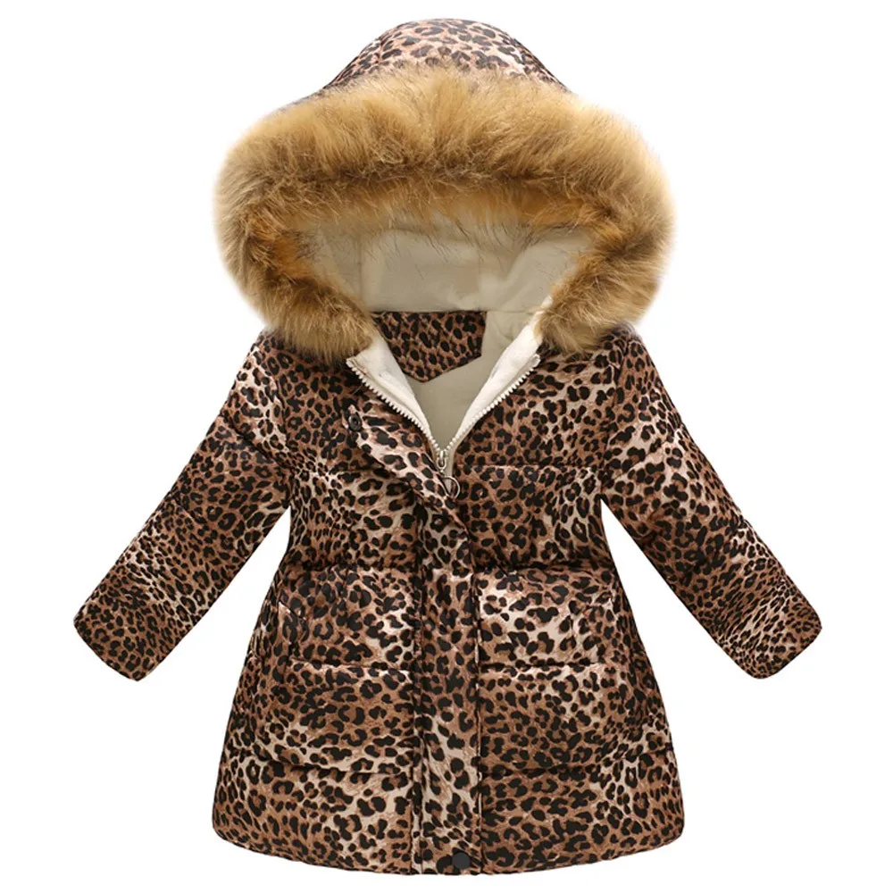 

TELOTUNY Baby Girls Boys thick warm parkas Autumn and winter coat Leopard Print Warm Jacket Hooded Windproof Coat x0510