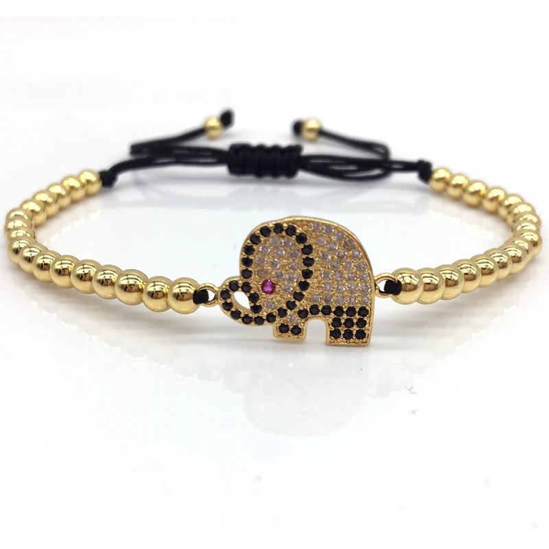 

2019 New Bohemia Elephant Charm Bracelet Women Trendy 4mm Braided Macrame Beaded Bracelet For Women Party Jewelry Gift