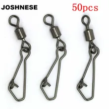 JOSHNESE 50PCS Stainless Metal Swivels Fishing MS+QL Interlock Rolling Swivel With Hooked Snap Fish Hook Connector