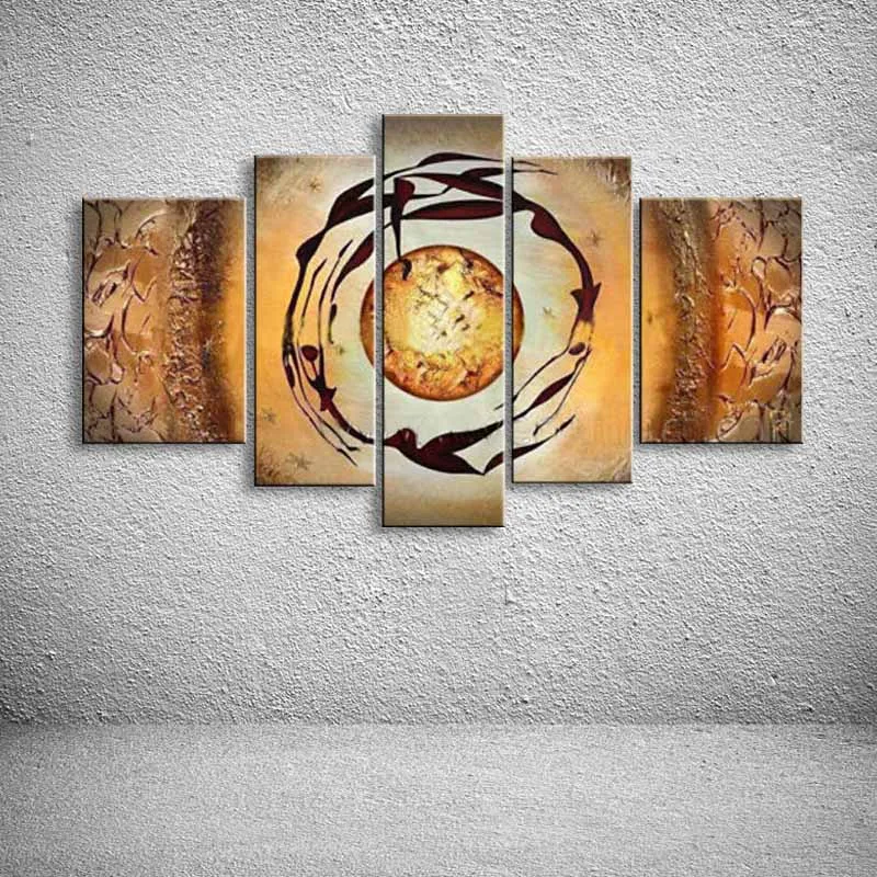 

Hand Painted Abstract Geometric Oil Acrylic Paintings Home Decor Graffiti Pictures Huge 5 Panel Painting Bedroom Canvas Wall Art