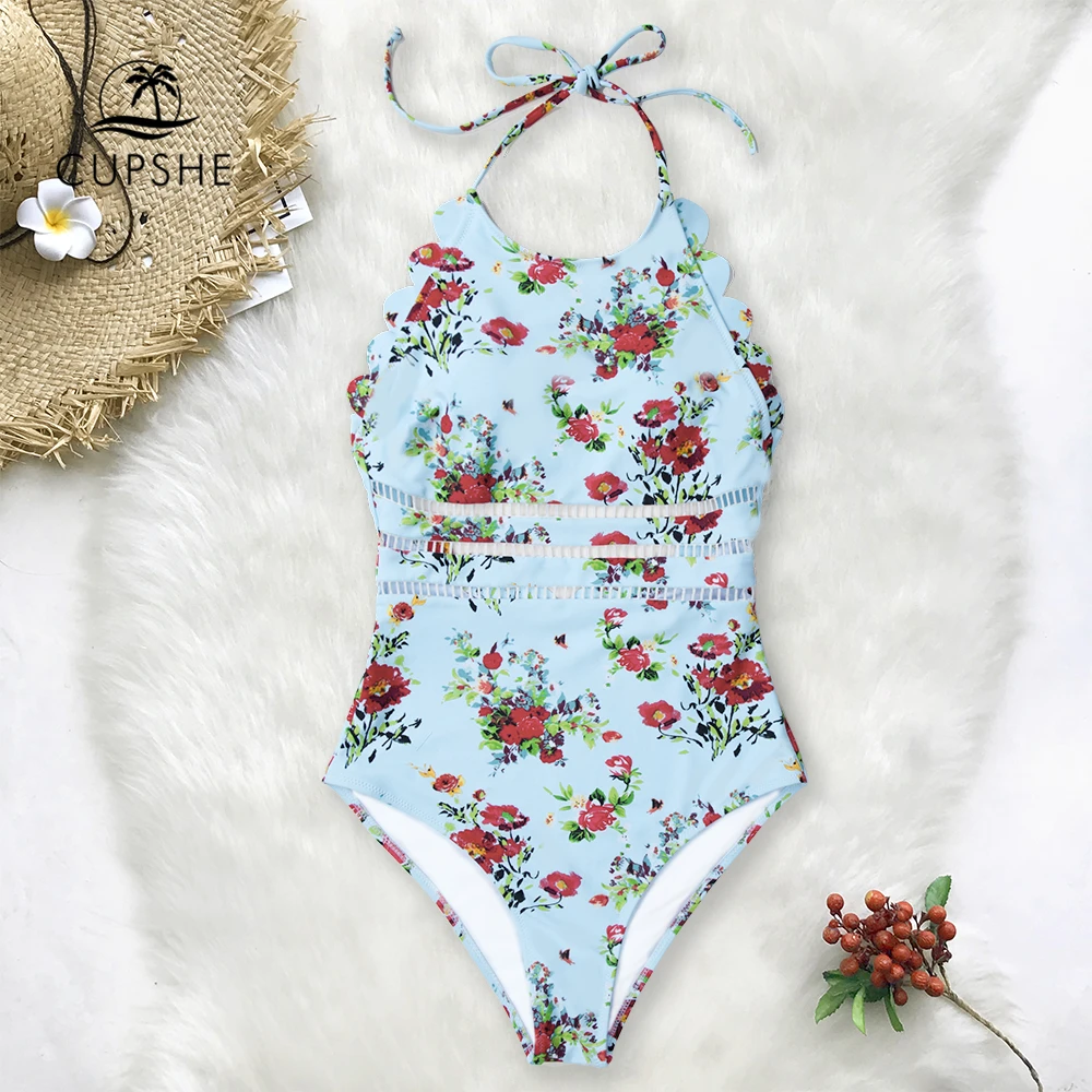 red halter one piece swimsuit