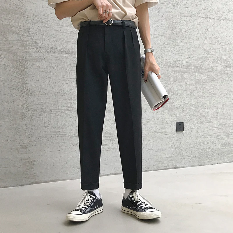 

Men Streetwear Fashion Harajuku Casual Pant Streetwear Fashion Hip Hop Suit Trouser Male Solid Color Harem Pants