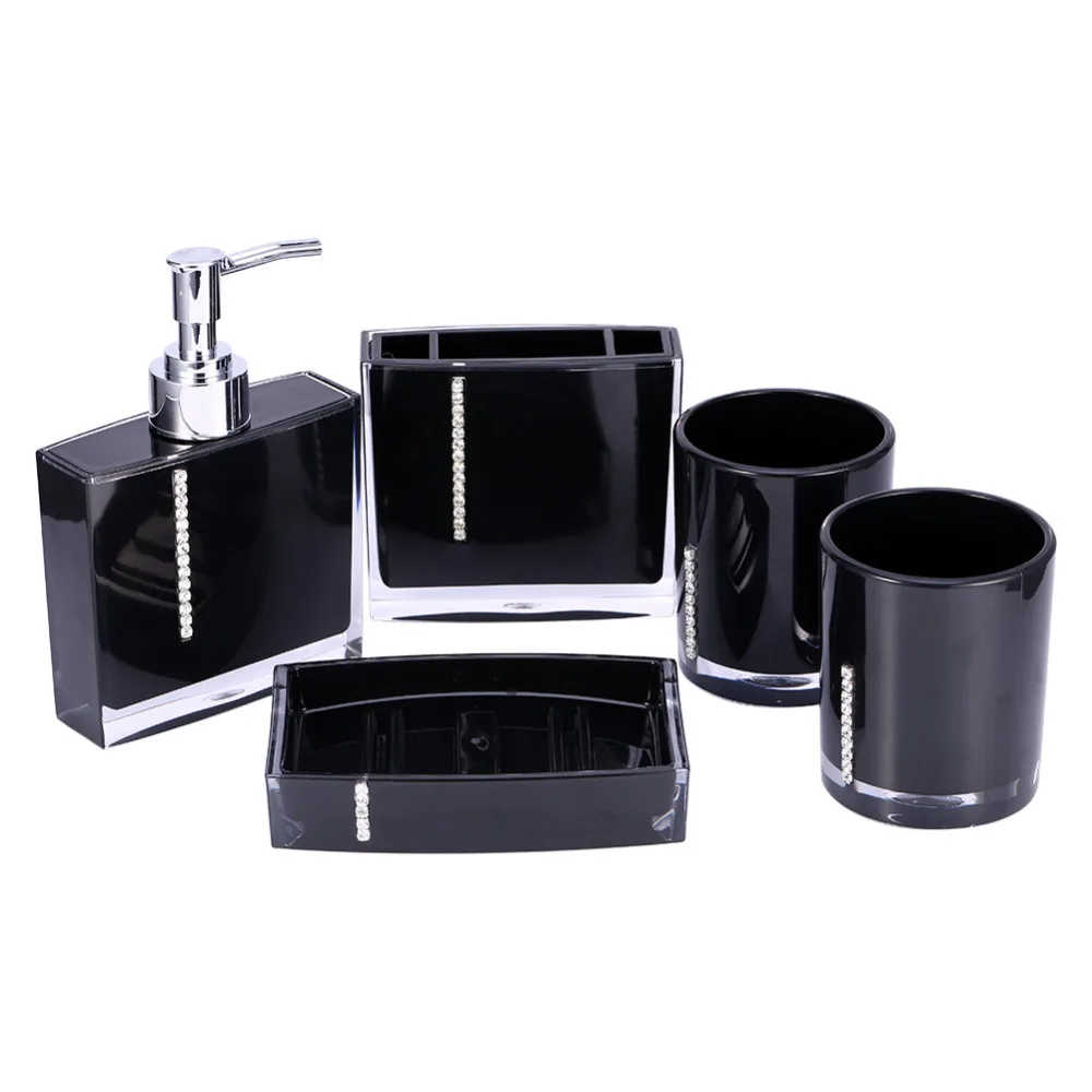 

5pcs/set Acrylic Bath Cup Bottle Toothbrush Holder Soap Dish Kit Bathroom Tools Accessories