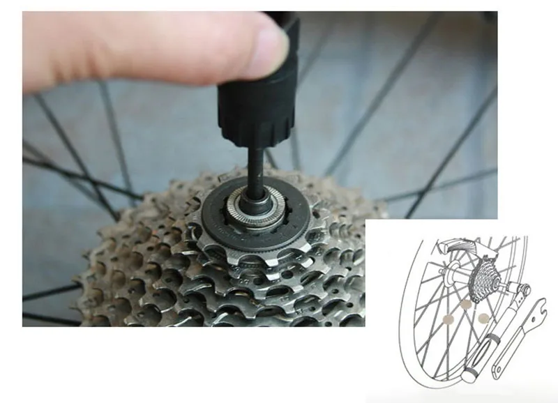 Bicycle Flywheel Remove Socket Bike Flywheel Cassette Remover Removal Repair Tool With Guide Stick Bicycles Tools