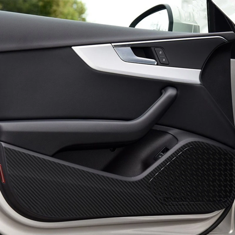 Автомобильная дверь анти Kick Pad защитные наклейки из углеродного волокна для Audi A3 Q3 Q5 Q7 авто аксессуары для интерьера