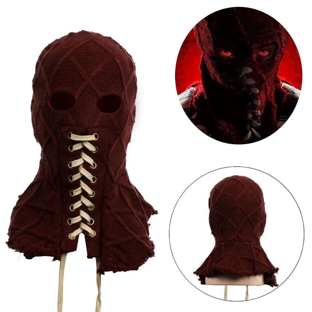 Special Product  2019 Movie BrightBurn Cosplay full Head Mask Red Hood Cosplay Scary Horror Creepy knitted Face Brea