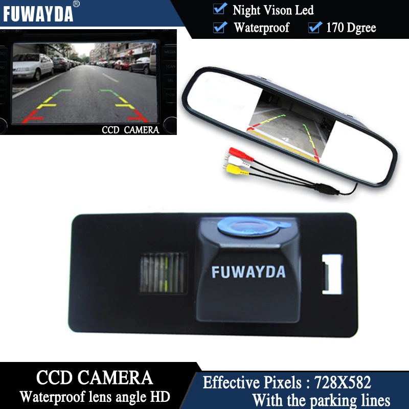 Цветная CCD Автомобильная камера заднего вида FUWAYDA для AUDI A1 / A4 (B8)/ A5 S5 Q5 TT VW PASSAT R36 5D + 4