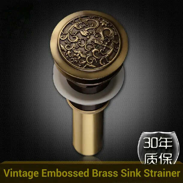 2colors 2patterns Solid Brass Vintage Embossed Standard Big Cap Pop Up Drain Bathroom Sink Strainer Bathroom Sink Strainers Sink Strainerdrain Bathroom Aliexpress