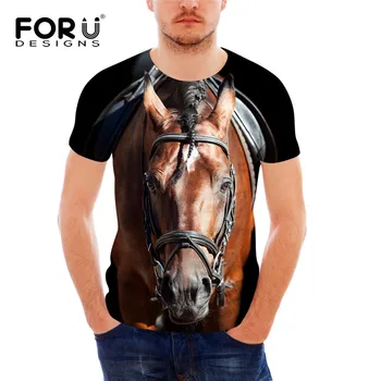 

FORUDESIGNS Animal 3D Horse Head Print t Shirt for Man Comfort Breath Short Sleeved Men's Top Tees Brand Clothes Teens Boys Tops