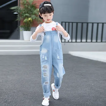 Kids Overalls Autumn Boys Girls Denim Suspenders Jeans for Teen Adjustable Strap Rompers Children Clothes Jumpsuit Clothing 2020 4