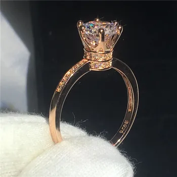 

2018 Crown ring promise Enagement Wedding Band Rings for women men AAAAA zircon cz Rose Gold Filled Female Finger Jewelry