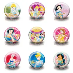 Смешанные 9 стилей 90 шт принцесса прекрасные кнопки значки шпильки, круглые значки, диаметр 30 мм, одежда/сумки аксессуары Подарки для детей