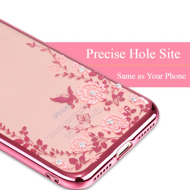 Bling Diamond Flower Plating Crystal Case For iPhone XS Max XR X 6S 6 7 8 Plus 5S SE 5 Shiny Clear Soft TPU Phone Covers Cases