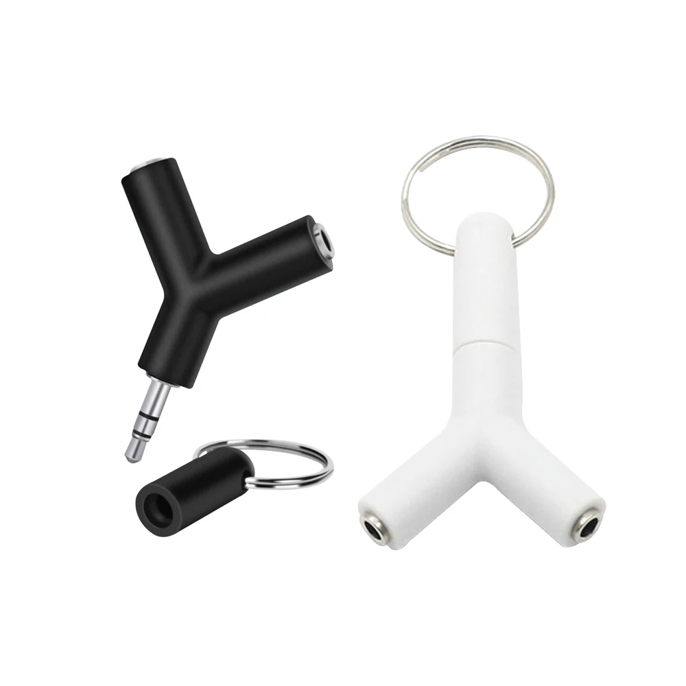 

Mini Y Shape Two-way Headphones Splitter 3.5mm jack Double Jack Audio Headset Splitter Connector Adapter Keyring