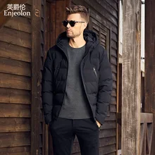 Enjeolon брендовая зимняя хлопковая стеганая куртка Мужская ветрозащитная парка с капюшоном черная Толстая стеганая куртка размера плюс 3XL Мужская MF0289
