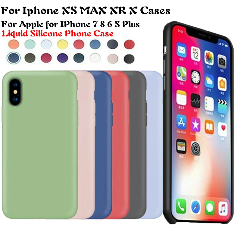 Жидкий силиконовый чехол для телефона Iphone XS MAX XR X чехлы Apple IPhone 7 8 6 S Plus | Мобильные