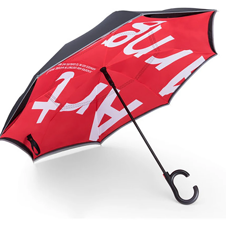 

Windproof Reverse Hands-Free Umbrella Double Layer Red Big Automatic Umbrella Inverted Folding Ombrello Inverso Inside Out 60YS7