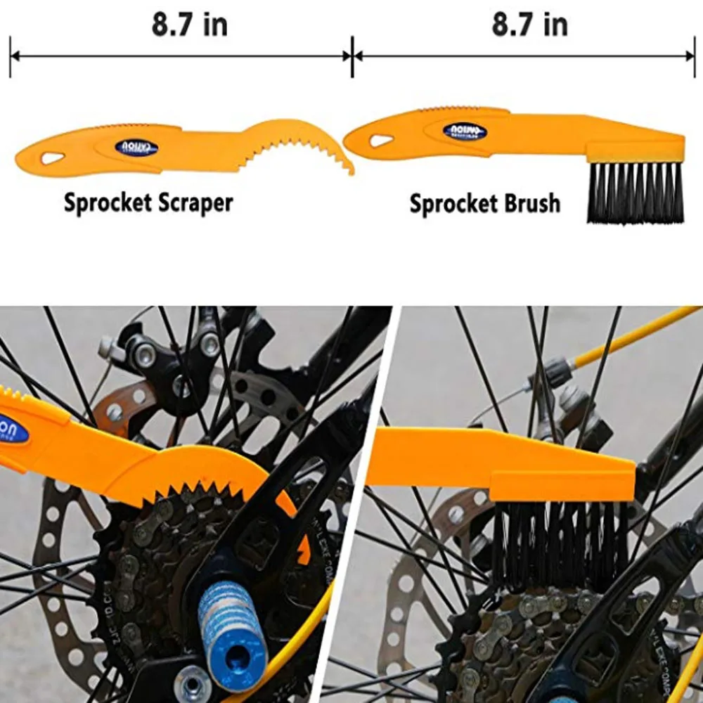 6 шт./компл. набор для чистки Велосипеда Цепь очиститель велосипед щетка для шин тормозной очиститель дисков инструменты
