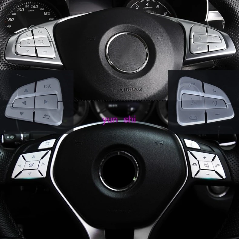 

ABS Chrome Car Steering Wheel Button Decoration Trim Cover For Mercedes Benz A B C E class GLC CLA CLS GLE GLS GLK Accessories