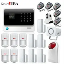 SmartYIBA WIFI GSM Alarmes IOS APP Android Câmera IP Controle de Flash Strobe Sirene de Alarme da Segurança Home Do Sistema de Alarme De Porta Aberta