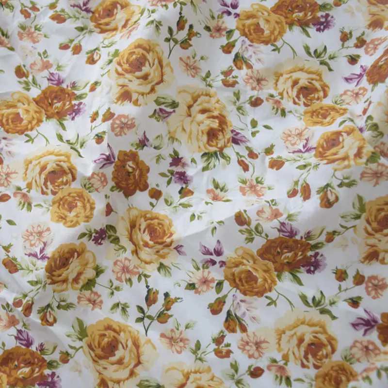 

Free shipping Hot Sale Rose flower 100% cotton floral fabric 2 meters,Width 1.5 meters wholesale Poplin Fabric